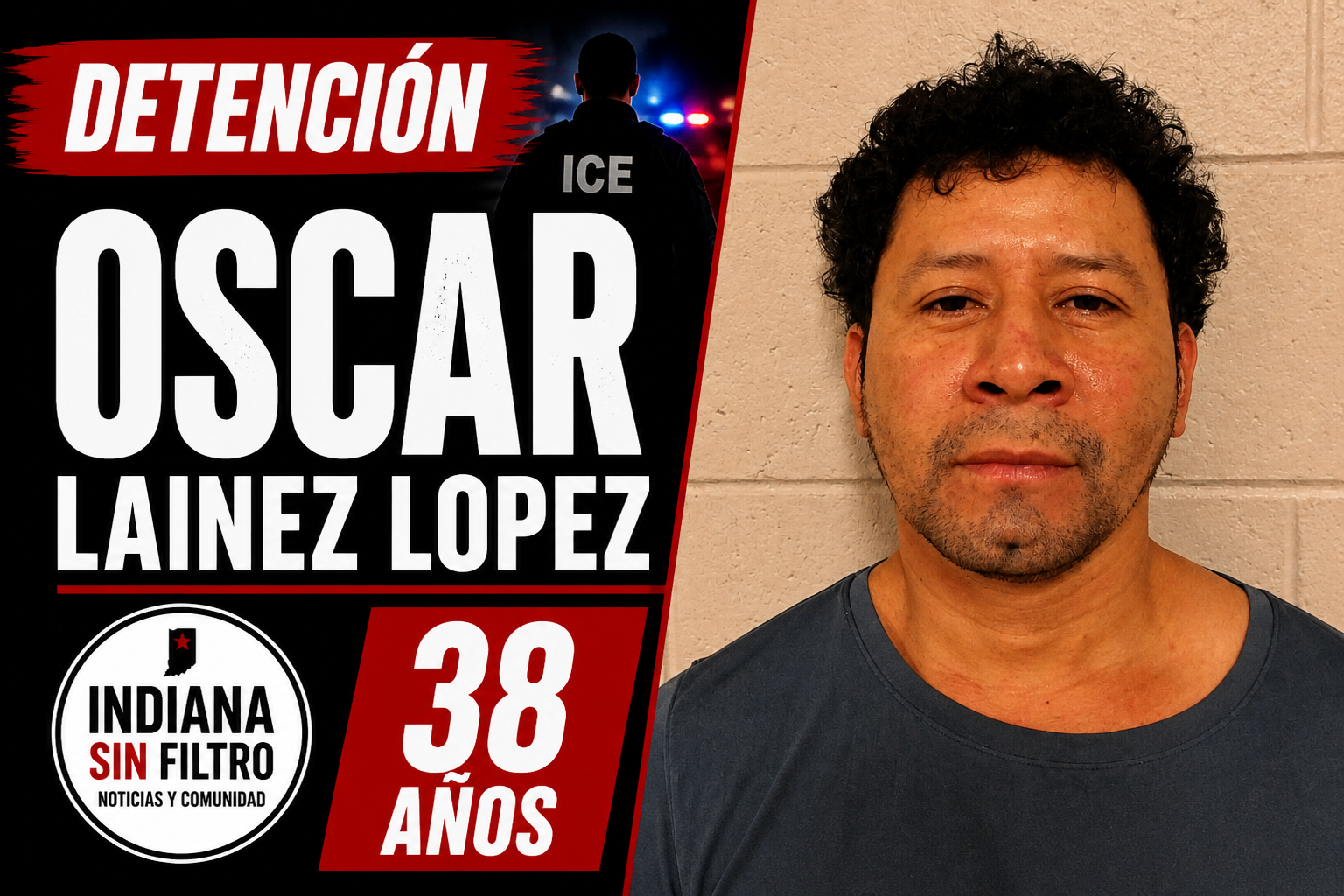 Oscar Lainez Lopez, de 38 años, aparece en registros de detención de ICE en Indiana