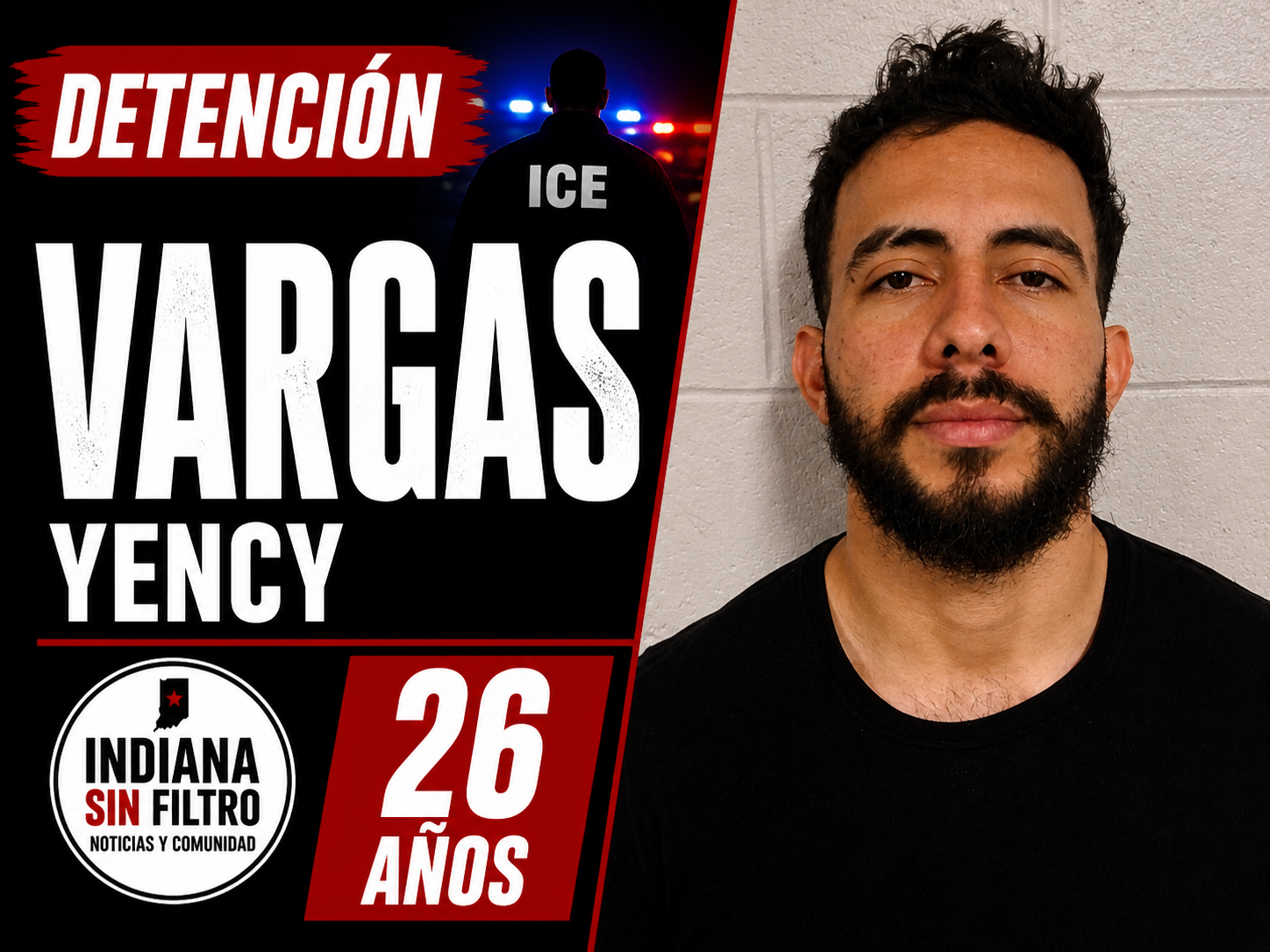 Yency Vargas Jimenez, de 26 años, aparece en registros de detención de ICE en Indiana